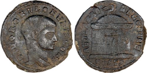 Follis of Romulus, Mausoleum reverse minted in Ostia (ex Romanorum stock)