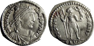 Silver siliqua of Valentinian I, PLVG in exergue, RIC 6a(ex Romanorum stock)
