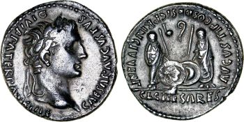Denarius of Augustus with grandsons Gaius and Lucius on reverse, RIC 207 (ex Romanorum stock)