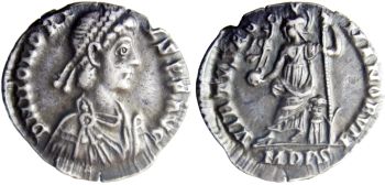 Silver siliqua of Honorius issued from Milan, RIC 32c  (ex Romanorum stock)