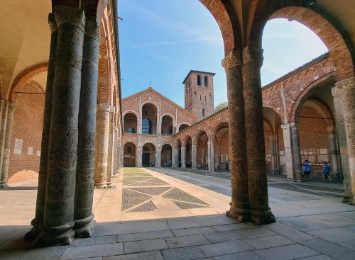 Courtyard of the Basilica of Saint Ambrose (our photo)
