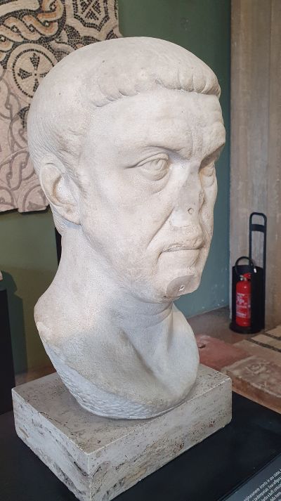 Purported bust of Maximianus from the Roman museum at Milan (our photo)
