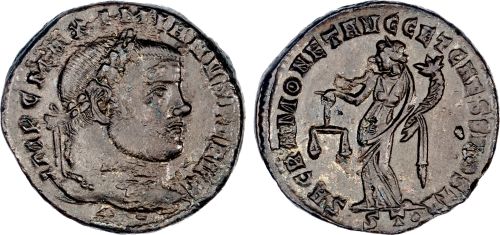 Follis of Maximianus issued from nearby Ticinum, RIC 43b (ex Romanorum stock)